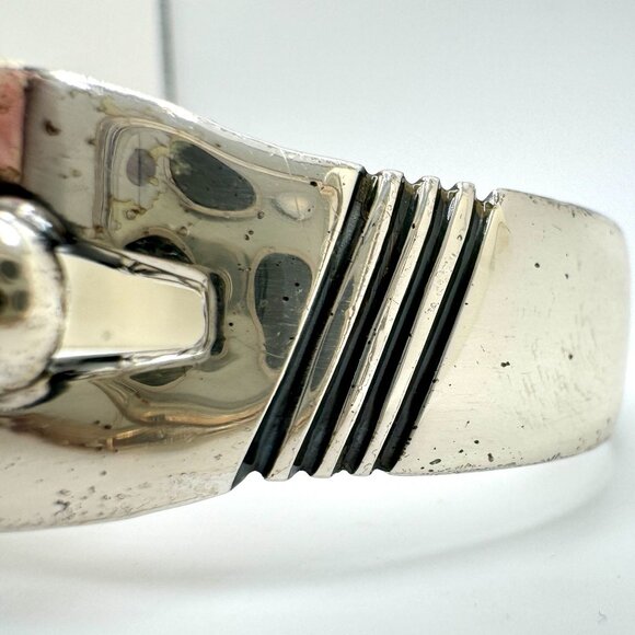 Vintage Sterling Silver Cuff Bracelet With Kingman Turquoise Gemstone 32 Grams - Picture 8 of 11